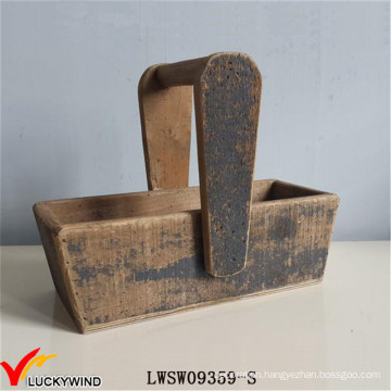 European Farm Solid Wood Vintage Storage Basket